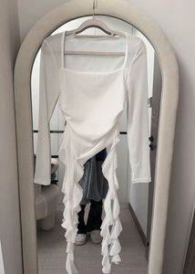 Chic White Mesh Ruffle Top