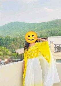 Beautiful Yellow &amp; White Ethnic Gown
