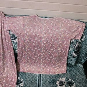 Cute Pink Floral Night Pajama Set