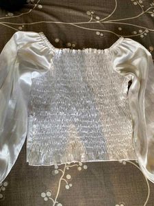 Chic White Satin Off-Shoulder Top
