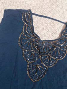 Stylish Navy Blue Embellished Top