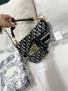 Dior Saddle Bag - Navy Oblique Canvas