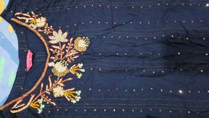 Elegant Navy Embroidered Kurta with dupatta