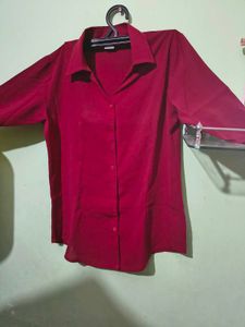 Stylish Maroon Button-Up Shirt