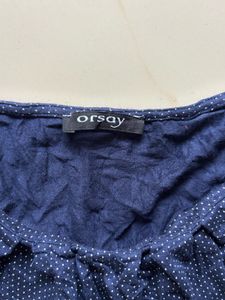 Navy Blue Polka Dot Top