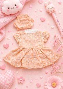 Adorable Peach Floral Baby Dress with Bloomers