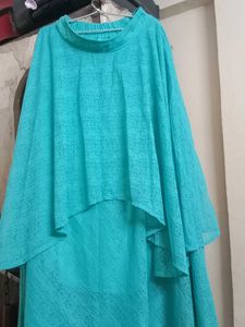Aqua Blue Off-Shoulder Formal Dress
