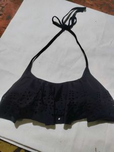 Black Ruffle Bikini Top