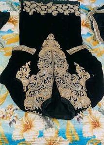 Black long kurta with churidaar and du