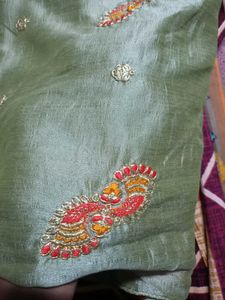 sea green saree with blouse