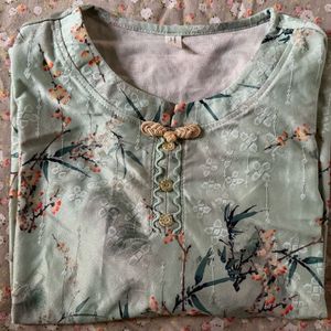 Elegant Light Green Floral blouse