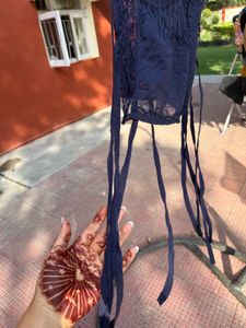 Blue Lace tie Top