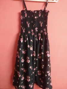Black Floral Smocked Mini Dress