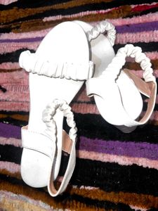 White Ruffle Detail Sandals