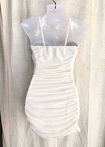Chic White Ruched Mini Dress