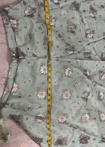 navratri green pink crop top skirt Set