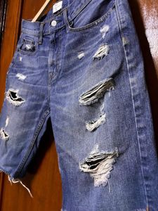 Distressed Denim Bermuda Shorts
