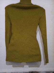 Mustard Ribbed Turtleneck Top
