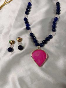 Blue-pink Necklace Set