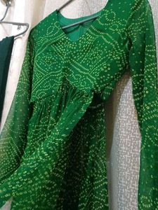 Green Bandhani Kurta Set with Dupatta