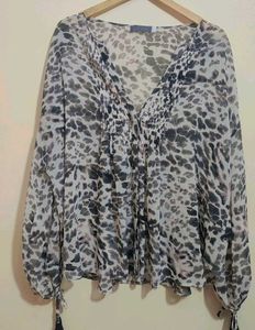 Multi Leopard Print Sheer Top For 46 Bust