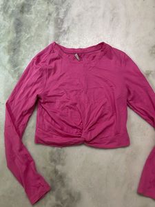 Only Pink Cropped Twist Top