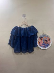 Off-Shoulder Blue Lace Top