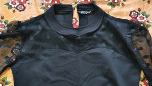 Stylish Black Sheer Dot Top