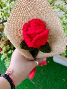 Crochet Red Rose Bouquet