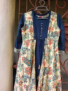 Branded Beautiful Navy Blue Kurta With Outer💙🧡💙