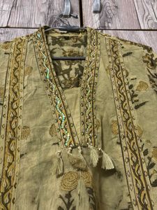 Green Floral Print Kurta+ k duppata
