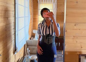 Striped Button-up Cropped Shirt