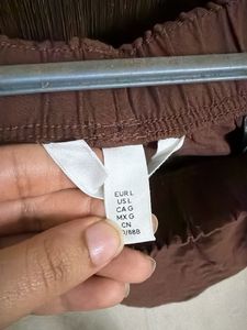H&amp;M cropped dark Brown Palazzo Pants