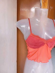 Sheer Lace Trim Cami Top