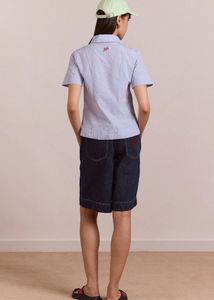 Damson Madder Ebba Shirt - Mini Blue Stripe