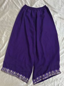 royal Purple Palazzo Pants with Embellishment
