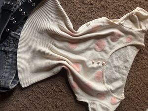 Cream Polka Dot Knit Top