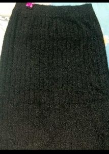 Black Faux Fur Knit Pencil Skirt