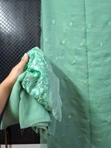Sea Green Embroidered unstitched fabric