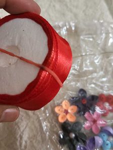 Quilling And Red Ribbon For Craft