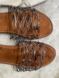 combo of 2 Stylish Flat Sandals - White &amp; Brown