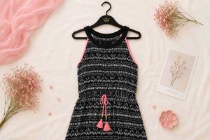 Boho-Inspired Black &amp; White Print Dress