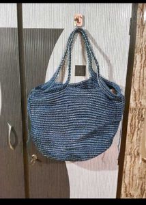Blue Woven Shoulder Bag