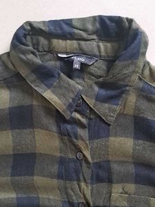 Green Plaid Long Sleeve Tunic Shirt