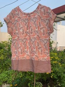 Chic Leaf Print Casual Top