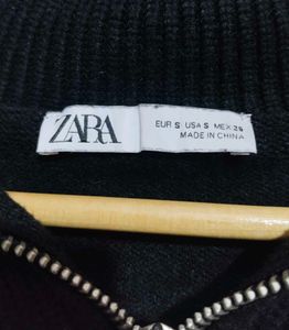ZARA Striped Quarter-Zip Sweater