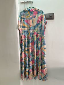 Vibrant Abstract Print Midi Dress