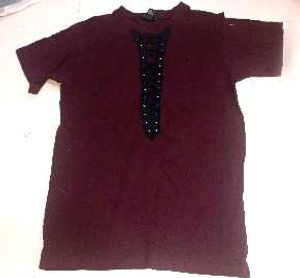 Maroon Lace-Up T-Shirt