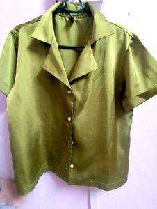 Chic Satin Short Sleeve Blouse