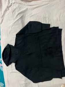 Black Hooded Pullover Sweatshirt